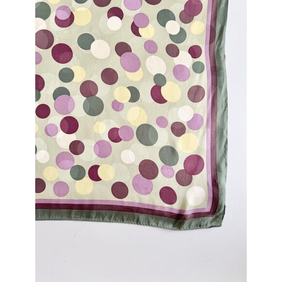 Vintage TALBOTS Green Purple Polka Dot Silk 26" x 26" Square Scarf - Picture 6 of 13